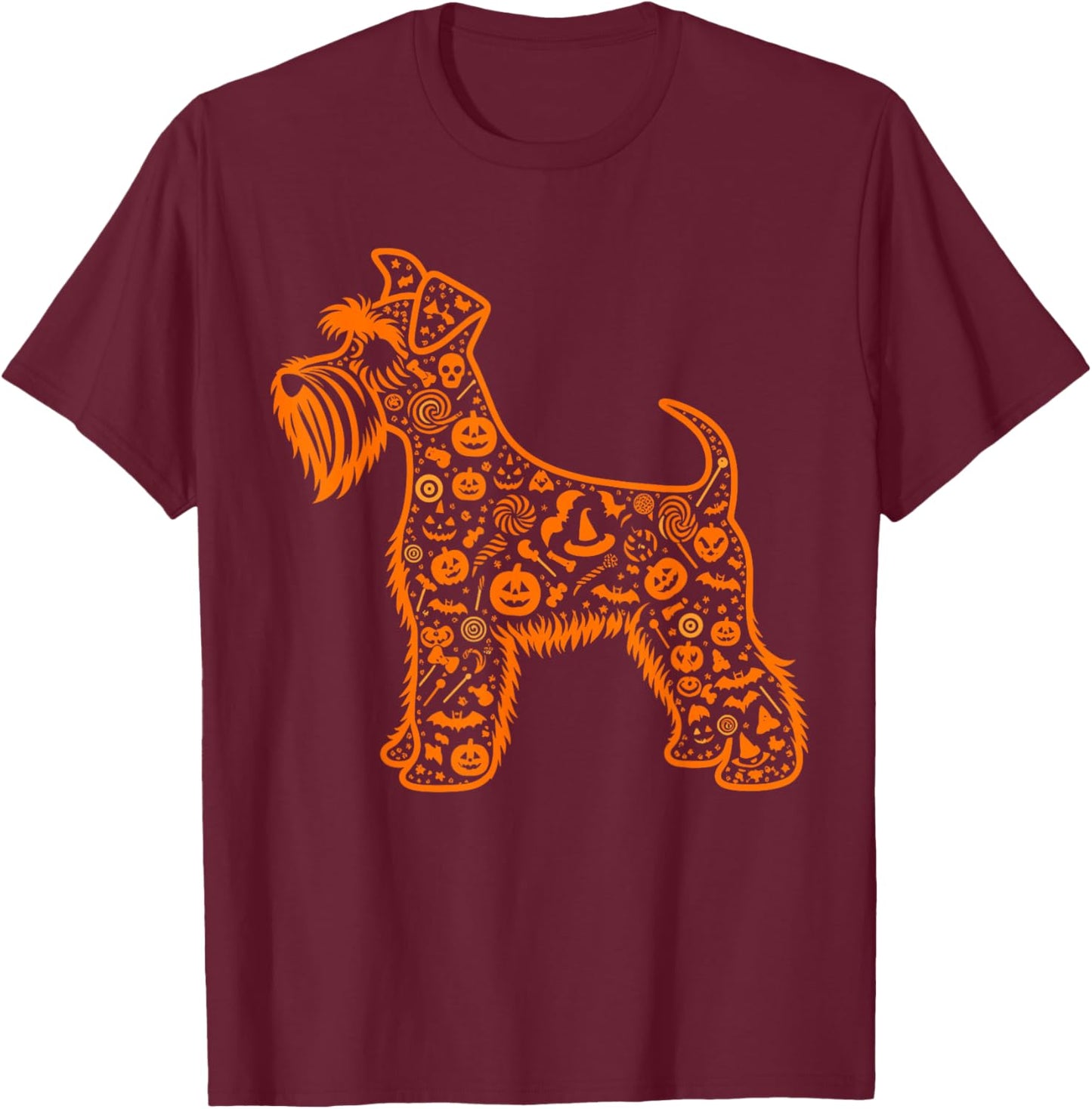 Pumpkin Miniature Schnauzer Candy Halloween Kids T-Shirt - T-Shirt | Maroon