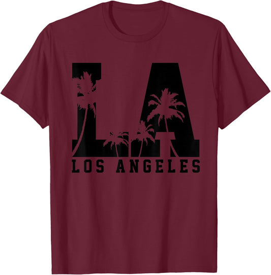 Los Angeles LA California California USA America Souvenir T-Shirt - T-Shirt | Maroon