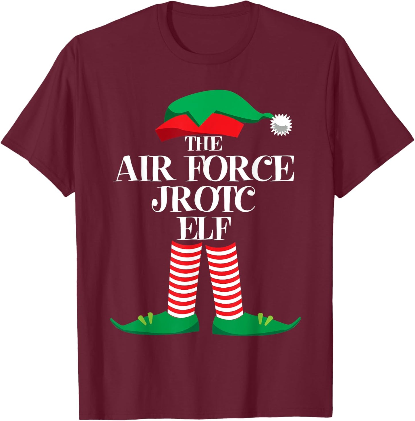 Air Force JROTC Elf Matching Group Family Christmas Pajama T-Shirt - T-Shirt | Maroon