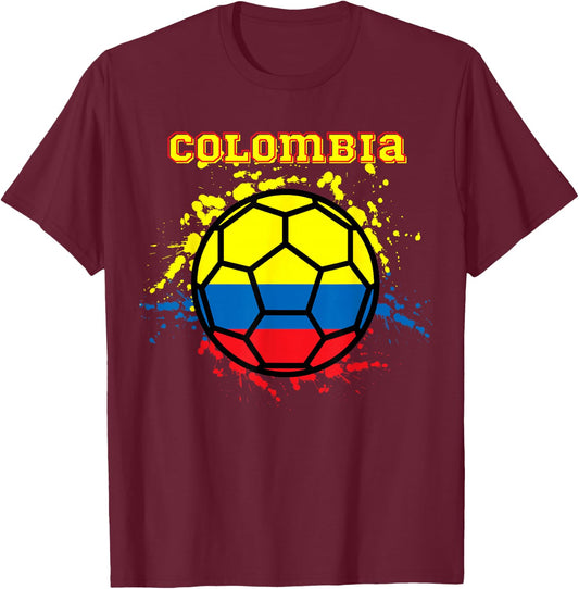 Colombia Soccer Colombian Flag Futbol Fan Jersey T-Shirt - T-Shirt | Maroon