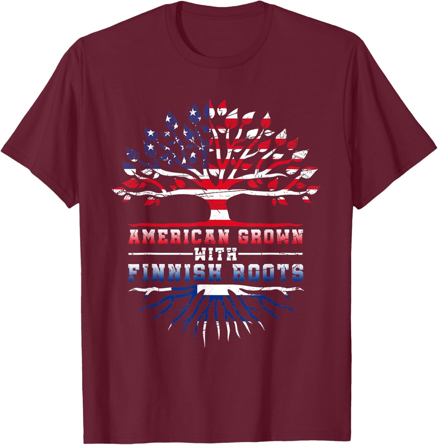 American Grown With Finnish Roots Finland T-Shirt - T-Shirt | Maroon