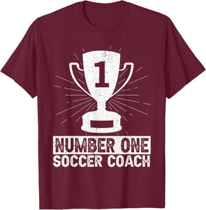 Number One Soccer Coach Head Trainer Coaching Player T-Shirt - T-Shirt | Maroon