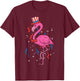 Flamingo American Flag USA 4th Of July Fourth Patriot Animal T-Shirt - T-Shirt | Maroon