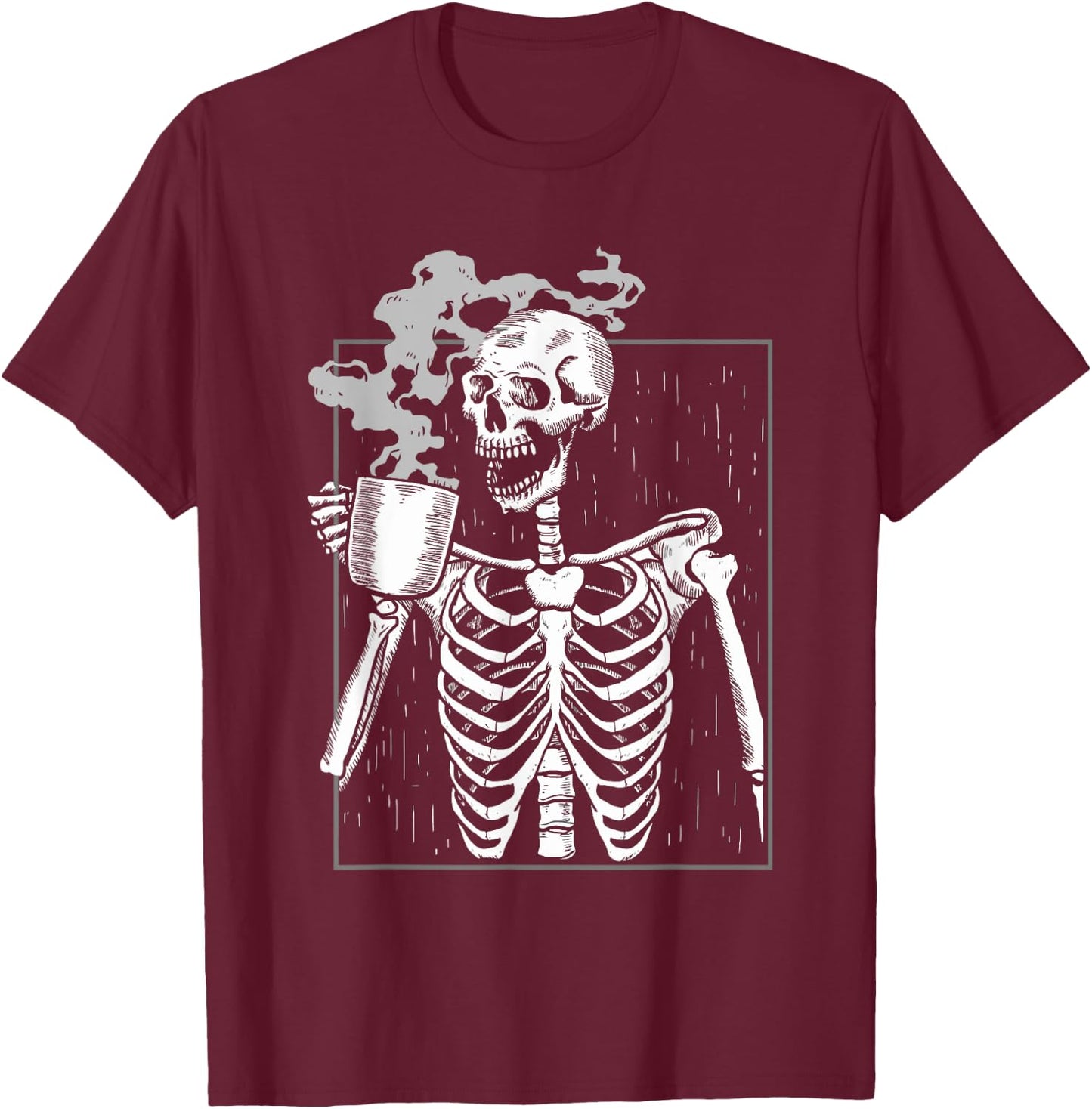 Funny Skeleton Drinking Coffee Caffeine Lover Coffee Brewer T-Shirt - T-Shirt | Maroon