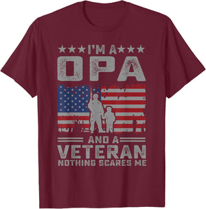 I'm a Opa and a Veteran nothing scares me Funny Dad Gifts T-Shirt - T-Shirt | Maroon