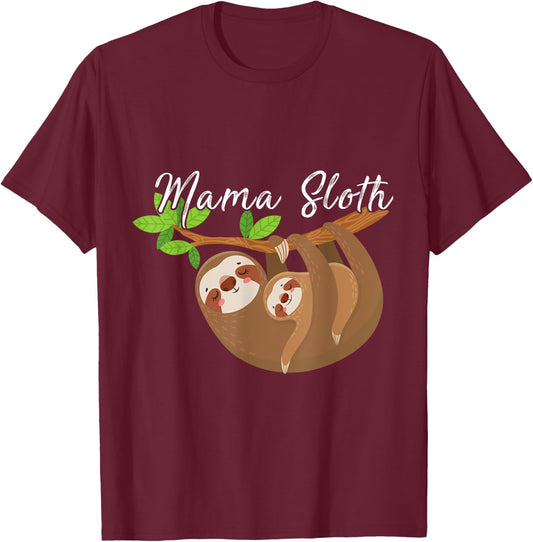 Mama Sloth Wildlife Animal Zoo Keeper Pet Mom T-Shirt - T-Shirt | Maroon