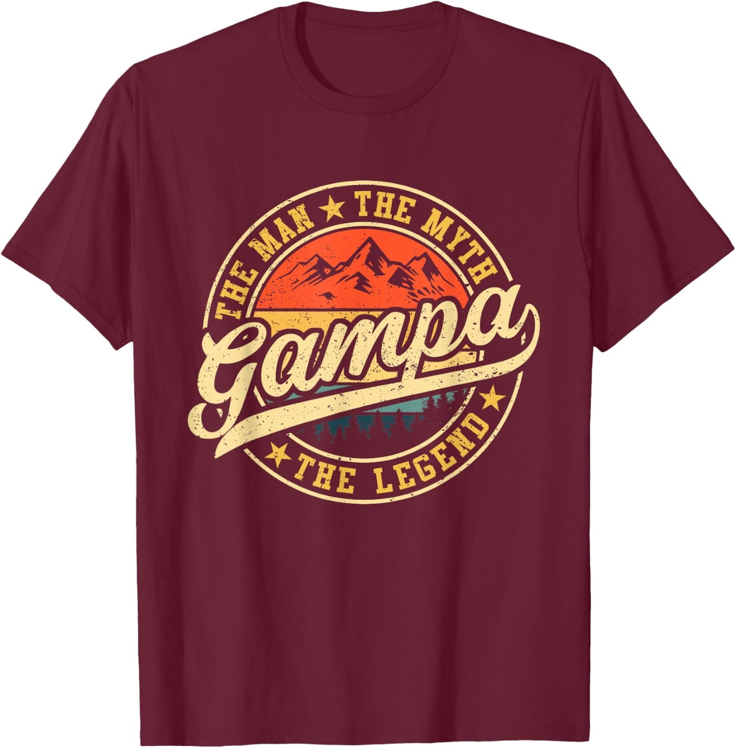 Gampa The Man The Myth The Legend Funny Grandpa Father's Day T-Shirt - T-Shirt | Maroon