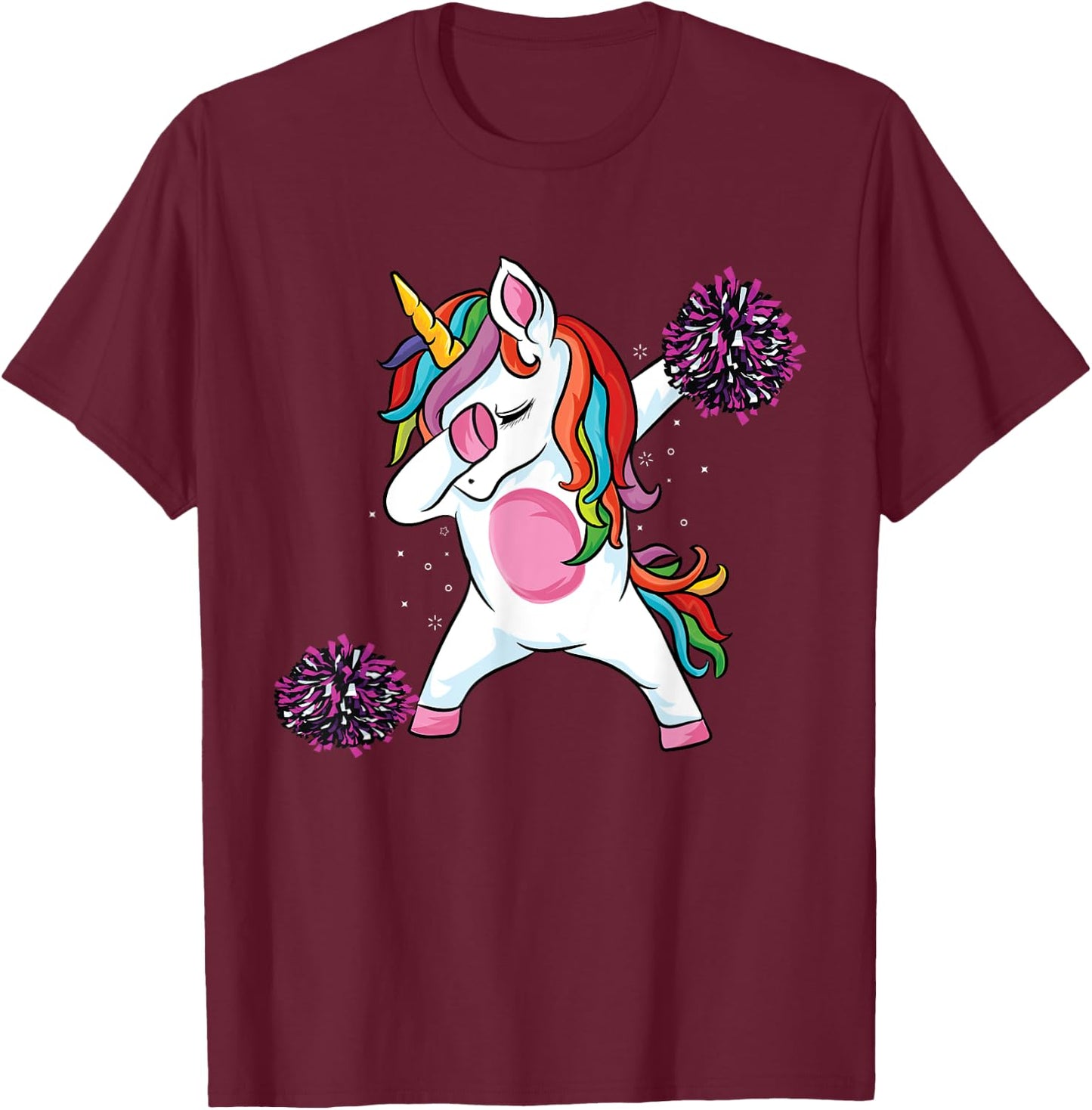 Magical dabbing unicorn cheer cute unicorn Cheerleading T-Shirt - T-Shirt | Maroon