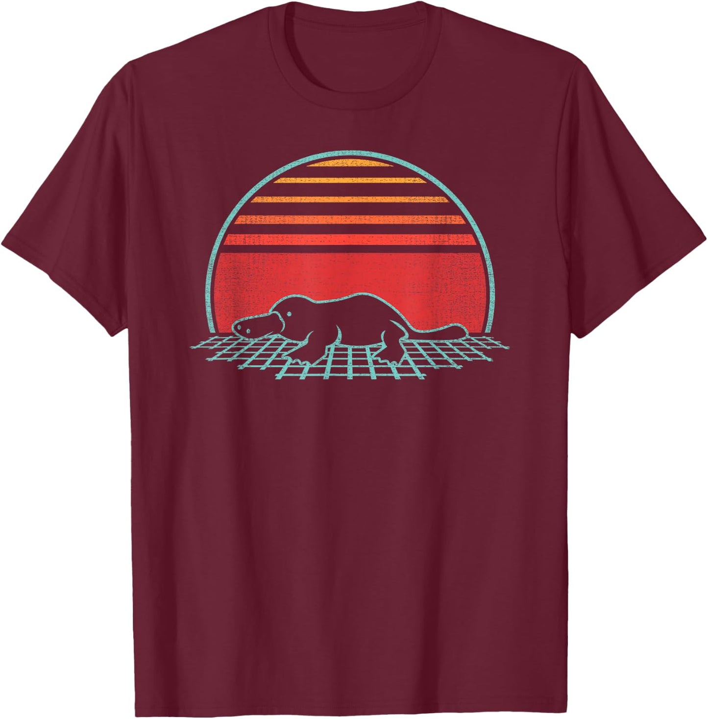Platypus Lover Animal Retro Vintage 80s Style T-Shirt - T-Shirt | Maroon