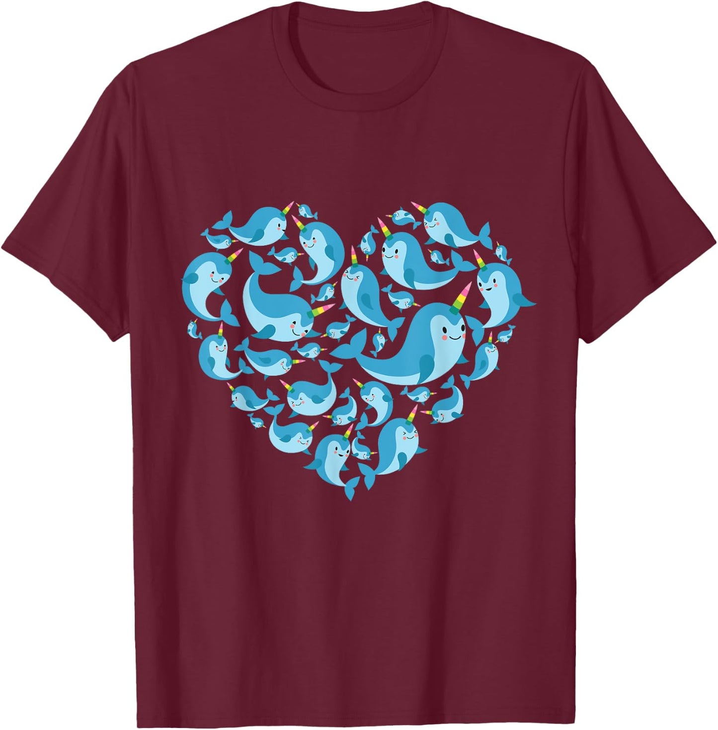 Narwhals lover heart gift women girls kids narwhal T-Shirt - T-Shirt | Maroon