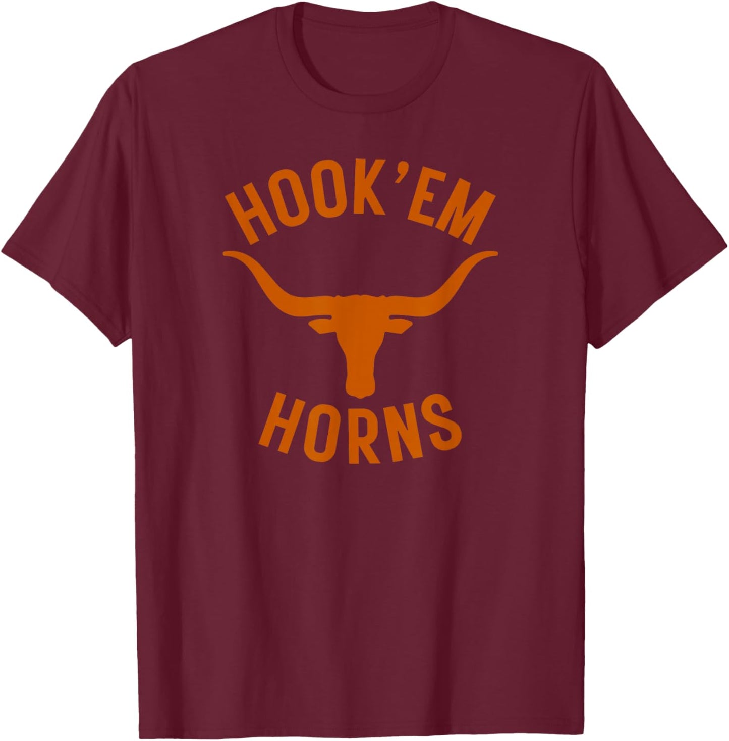 Hook'em Horns Bull Head with Horns that are Long T-Shirt - T-Shirt | Maroon