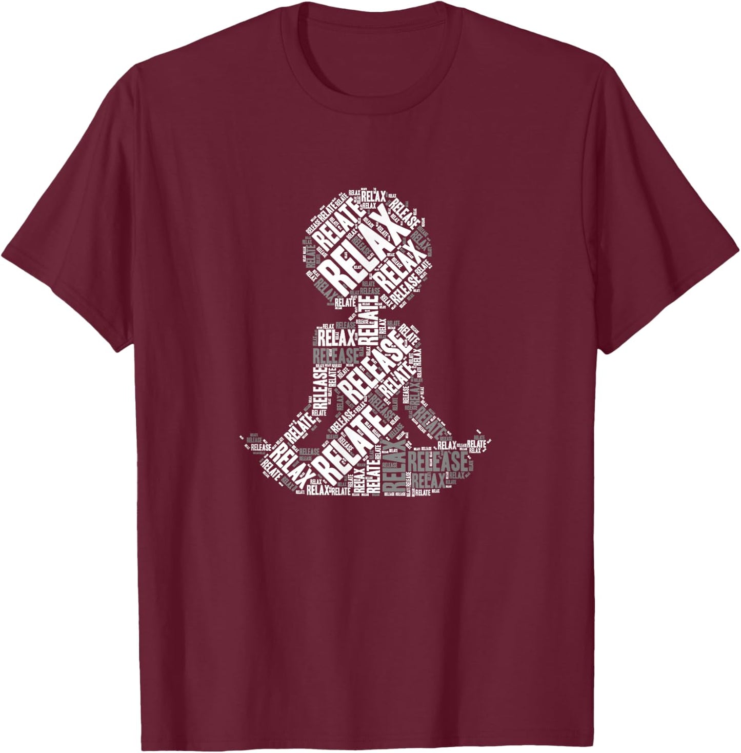 Relax, Relate, Release Afro Yoga T-Shirt - T-Shirt | Maroon
