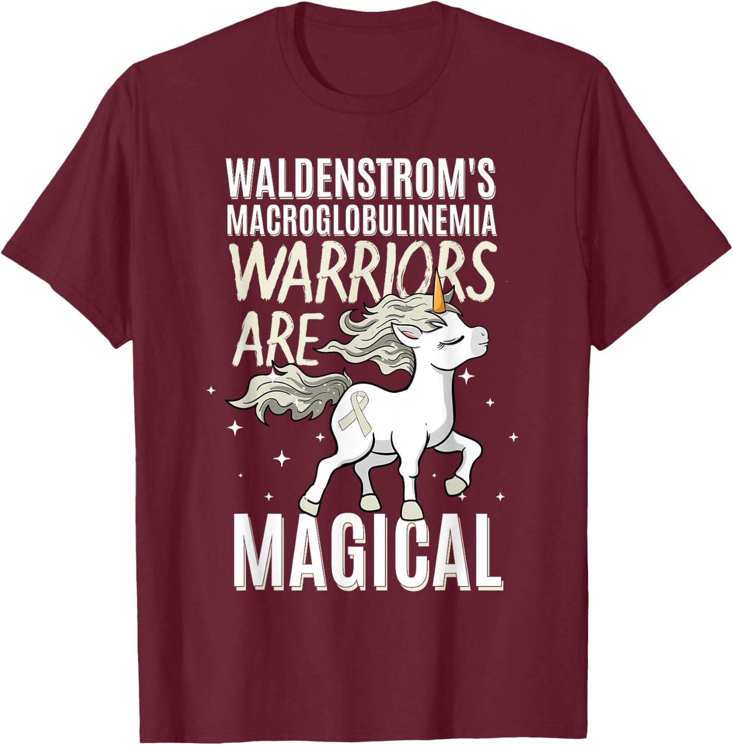 Waldenstrom's Macroglobulinemia Warrior WM Awareness Unicorn T-Shirt - T-Shirt | Maroon