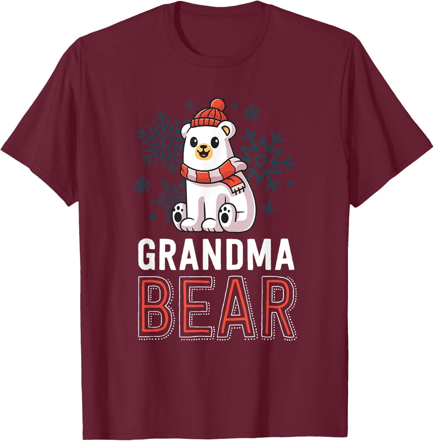 Grandma Bear Family Christmas Shirt Polar Bear Holiday Xmas T-Shirt - T-Shirt | Maroon
