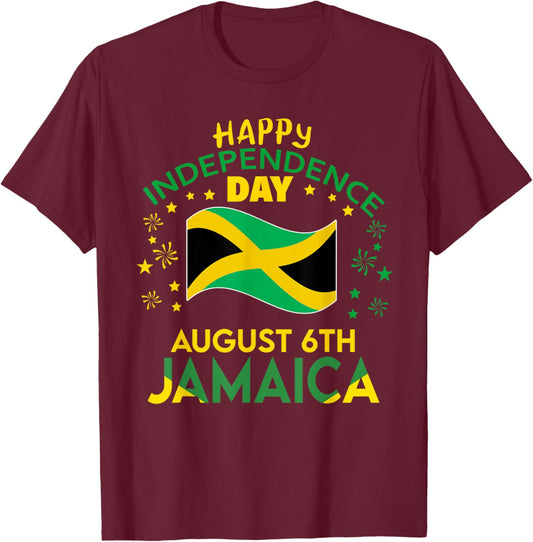 Jamaica 63rd Independence Day Jamaican Pride Jamaica Flag T-Shirt - T-Shirt | Maroon