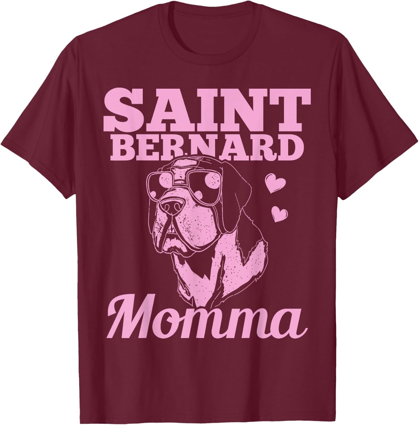 Saint Bernard Momma Dog Mom Mama Gift Men Women Girls Kids T-Shirt - T-Shirt | Maroon