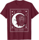 Tarot Card Crescent Moon and Black Cat Cosmic Graphic T-Shirt - T-Shirt | Maroon