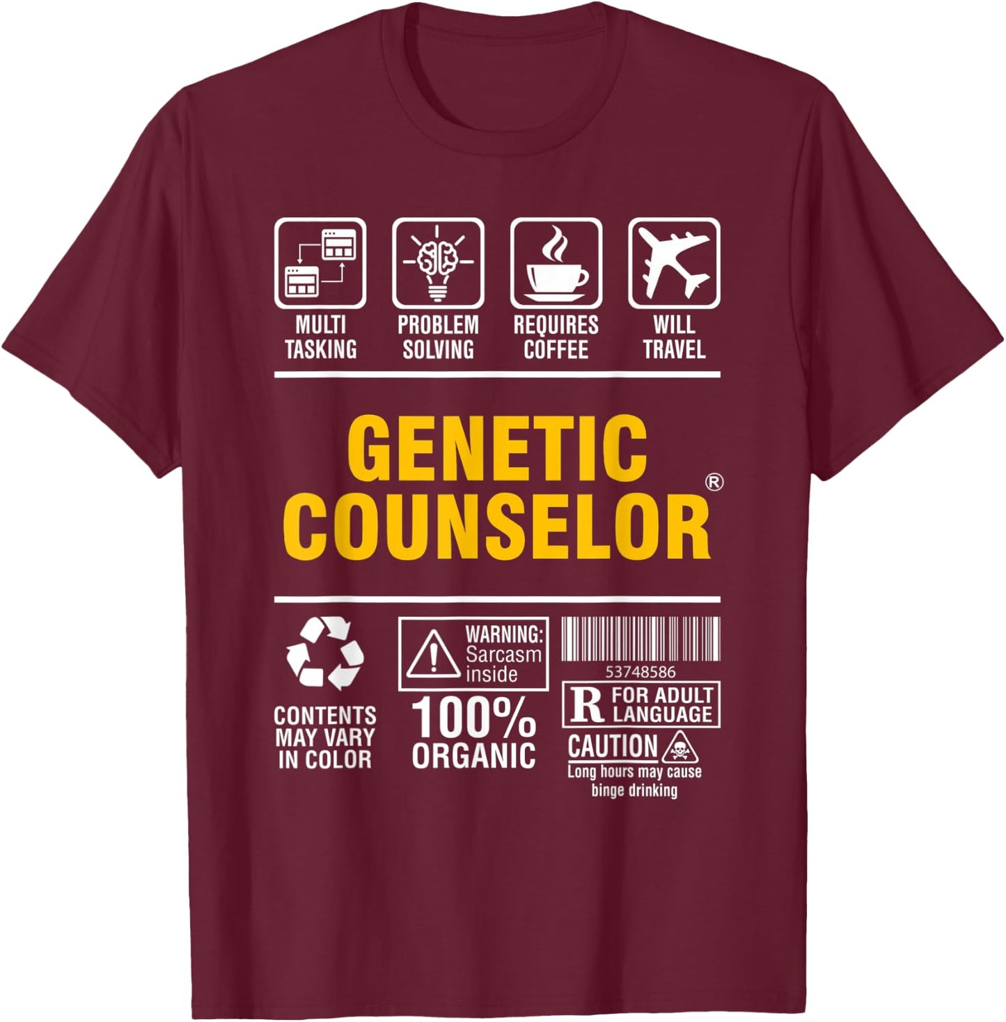 Genetic Counselor Multitasking Problem Solving Coffee Lover T-Shirt - T-Shirt | Maroon