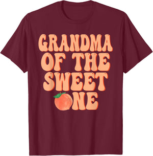 Grandma of The Sweet One Peach 1st Birthday on Peach T-Shirt - T-Shirt | Maroon