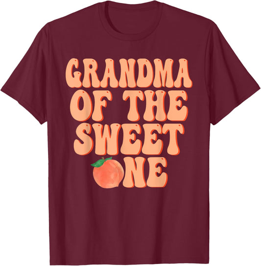 Grandma of The Sweet One Peach 1st Birthday on Peach T-Shirt - T-Shirt | Maroon
