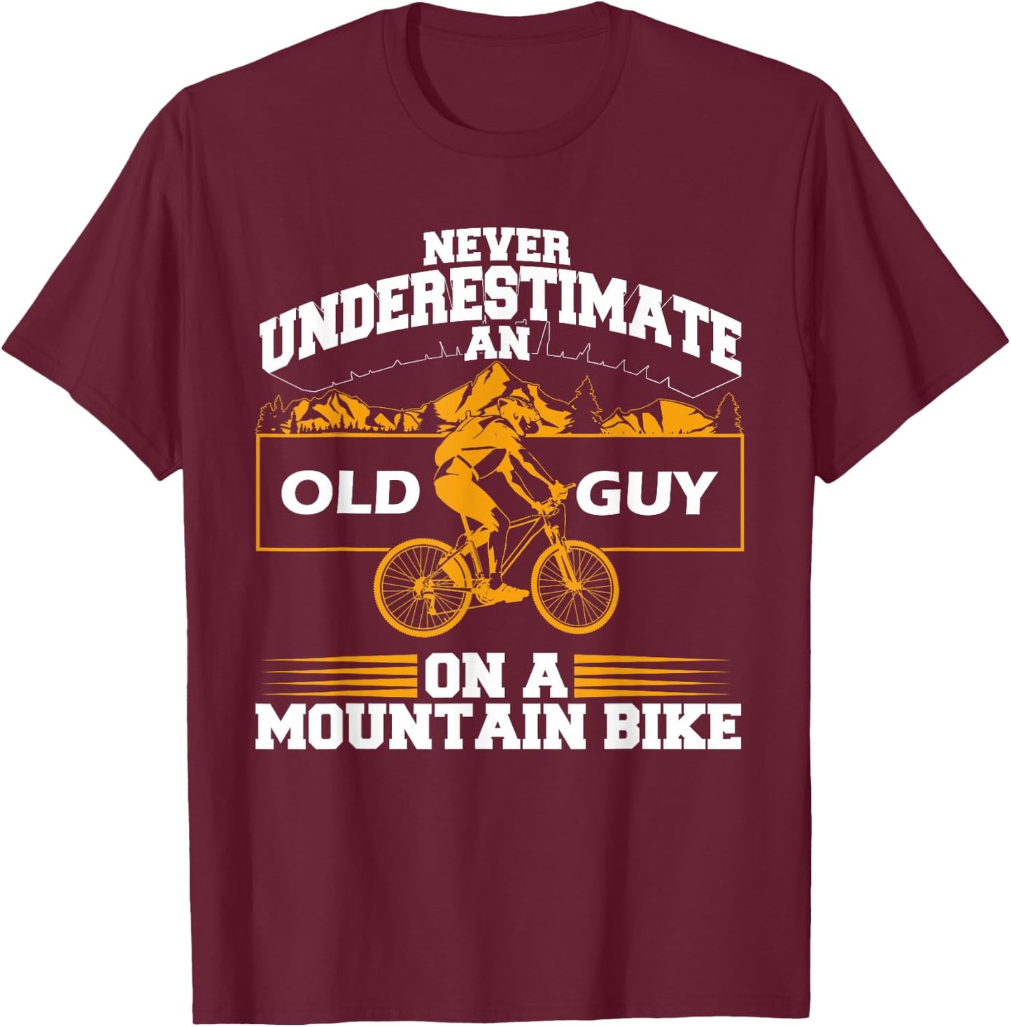 Funny Old Biker Mountain Bike Gift | Cute Bicycle Riders Men T-Shirt - T-Shirt | Maroon