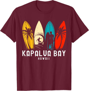 Retro Hawaii Kapalua Bay Surfboarder Design T-Shirt - T-Shirt | Maroon