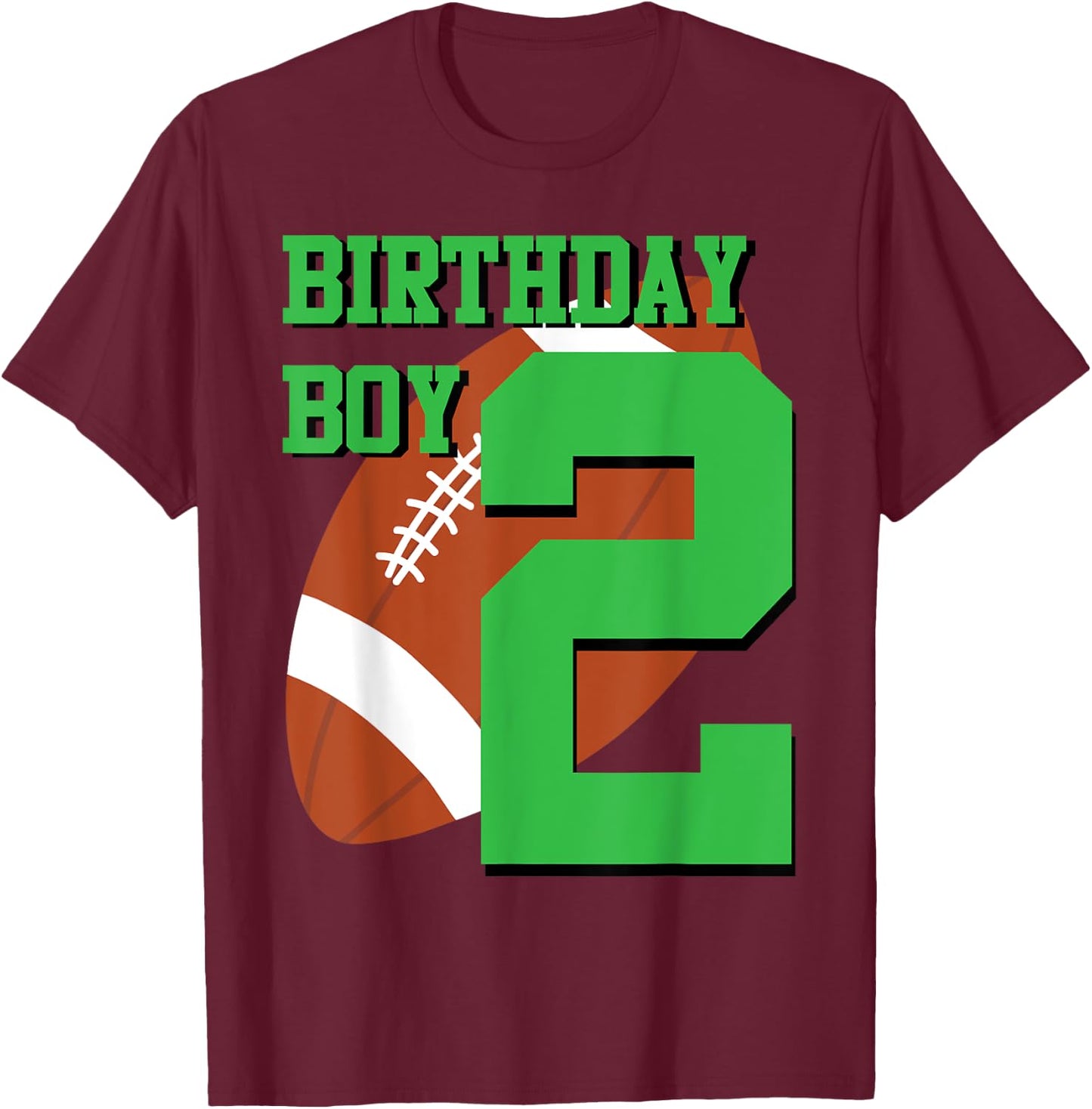 2nd Birthday Football Boy | 2 year old Field Players T-Shirt - T-Shirt | Maroon