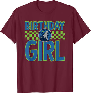 NBA Minnesota Timberwolves Birthday Girl Checkerboard Banner T-Shirt - T-Shirt | Maroon