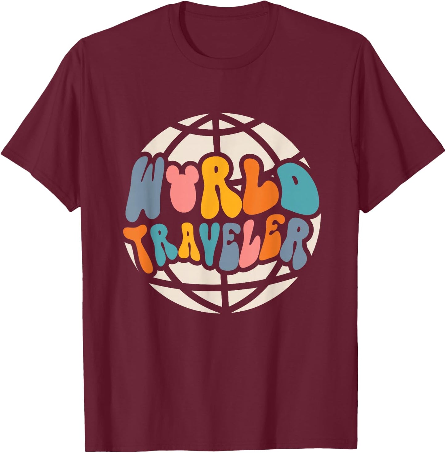 World Traveler, Vacation Trip, Travel T-Shirt - T-Shirt | Maroon