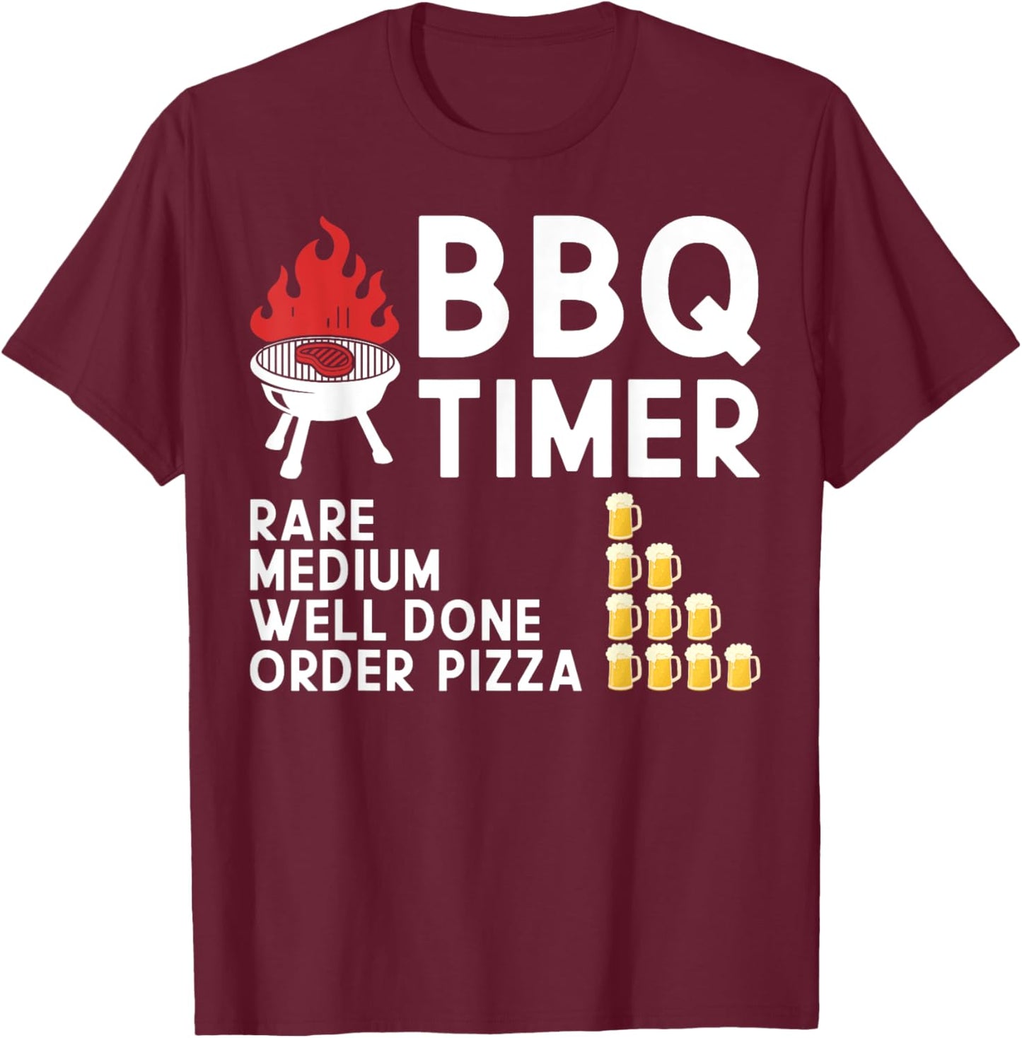 BBQ Timer Barbecue Grilling Smoker Drinking T-Shirt - T-Shirt | Maroon