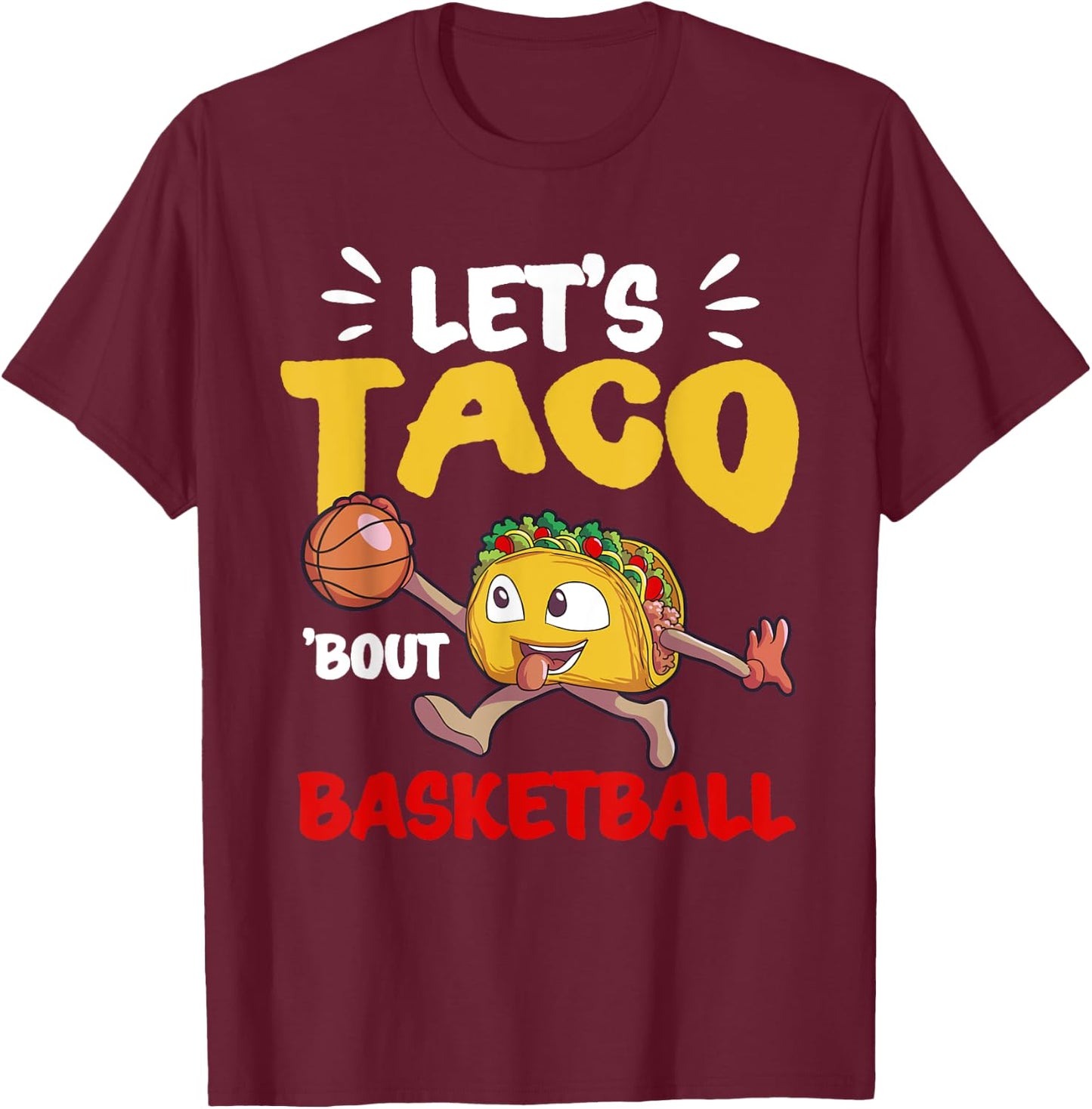 Funny Cinco de Mayo Shirt Boys Kids Mexican Taco Basketball T-Shirt - T-Shirt | Maroon