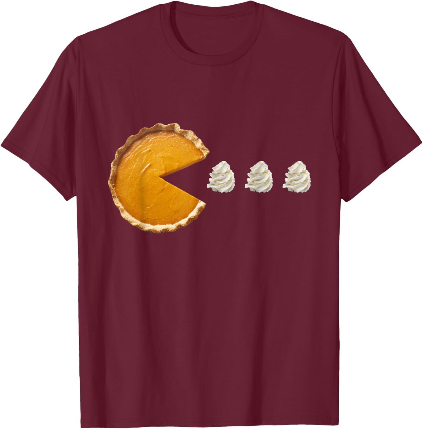 Pumpkin Pie Eating Running Whipped Cream Thanksgiving Day T-Shirt - T-Shirt | Maroon