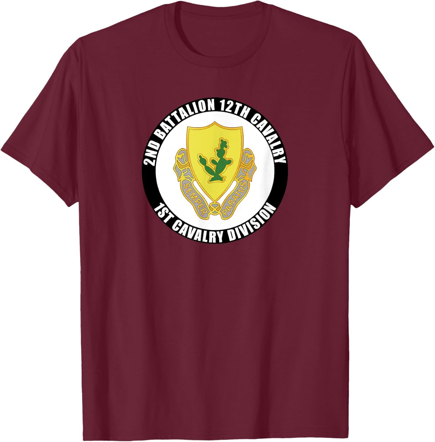 2nd Battalion 12th Cavalry 1st Cavalry Division Veteran T-Shirt - T-Shirt | Maroon