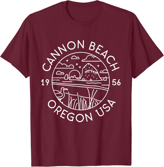 Cannon Beach 1956 Oregon Clatsop T-Shirt - T-Shirt | Maroon
