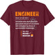 Engineer Apparel With Funny Saying For Engineers Engineer Definition Description Hilarious Engineering Gift T-Shirt - T-Shirt | Maroon