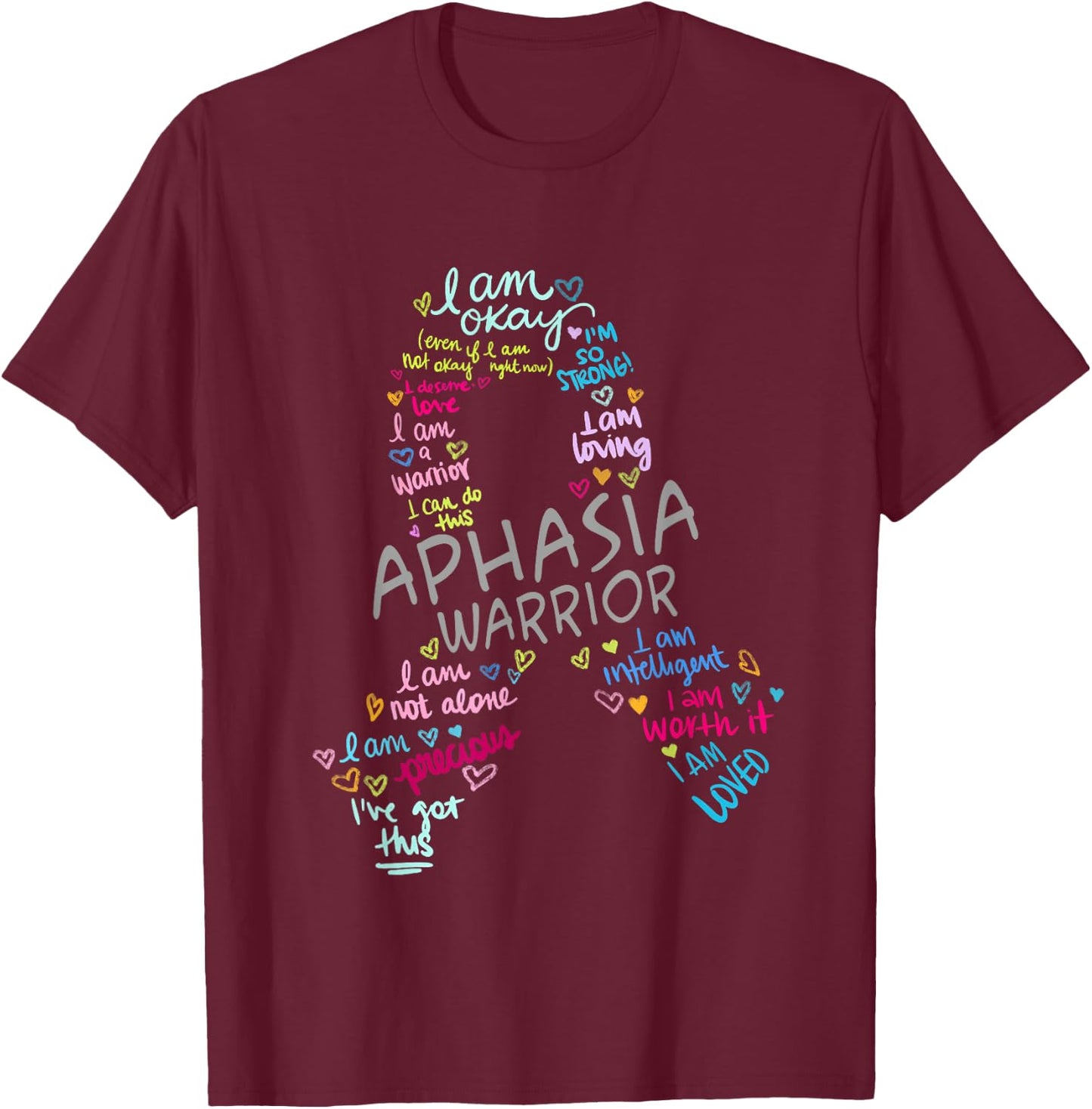 We Wear Gray Ribbon Aphasia Warrior Awareness In June T-Shirt - T-Shirt | Maroon