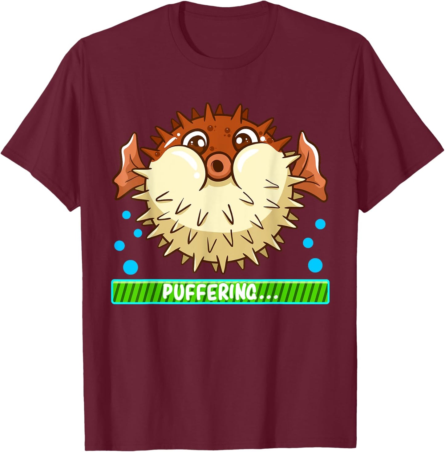 Pufferfish Puffering Puffers Tetraodontidae Fish Boys Girls T-Shirt - T-Shirt | Maroon