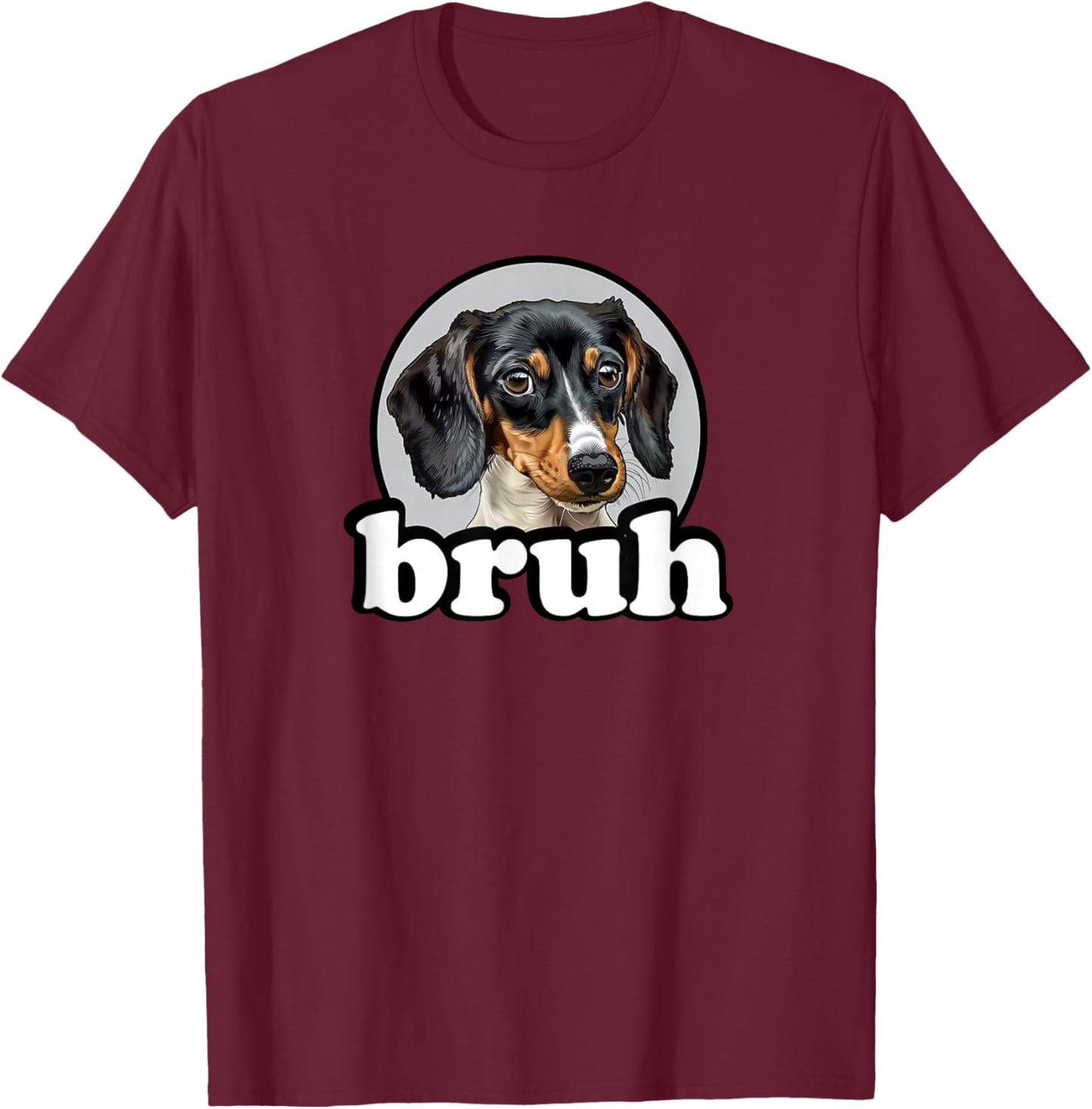 Funny Kids Boys Bro Bruh Piebald Dachshund Lover T-Shirt - T-Shirt | Maroon