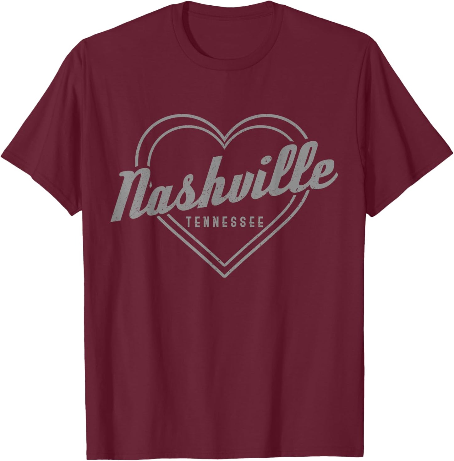 Nashville Tennessee Country Music City Heart Gift Vintage T-Shirt - T-Shirt | Maroon