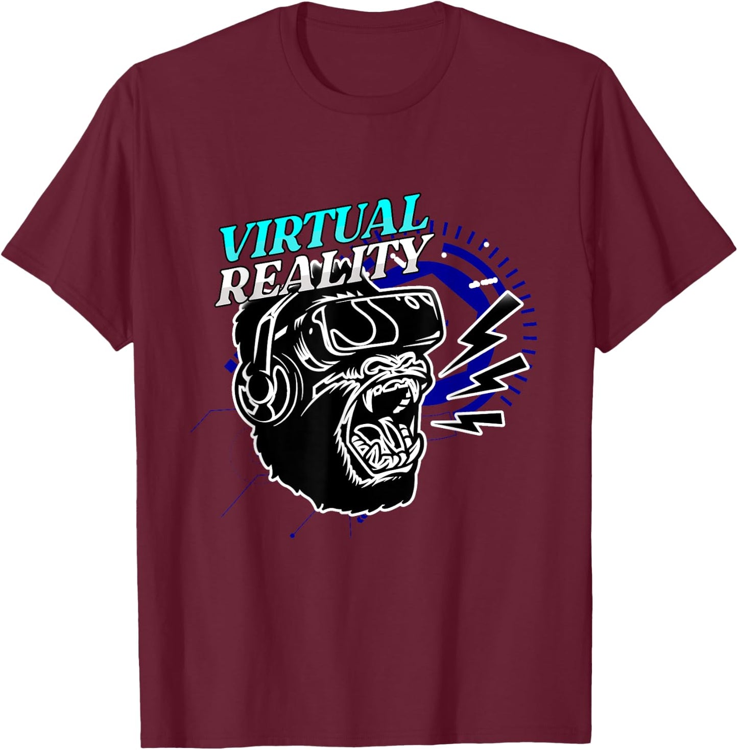 VR Virtual Reality Player Gamer Gorilla Monkey Gift T-Shirt - T-Shirt | Maroon