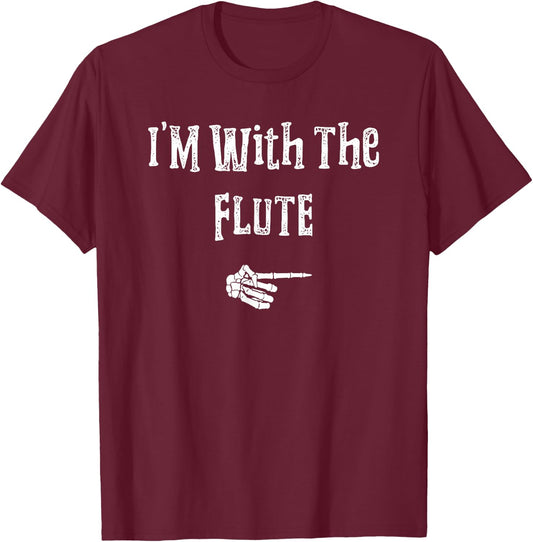 I'm With Flute Halloween Costume Funny Couples Matching T-Shirt - T-Shirt | Maroon