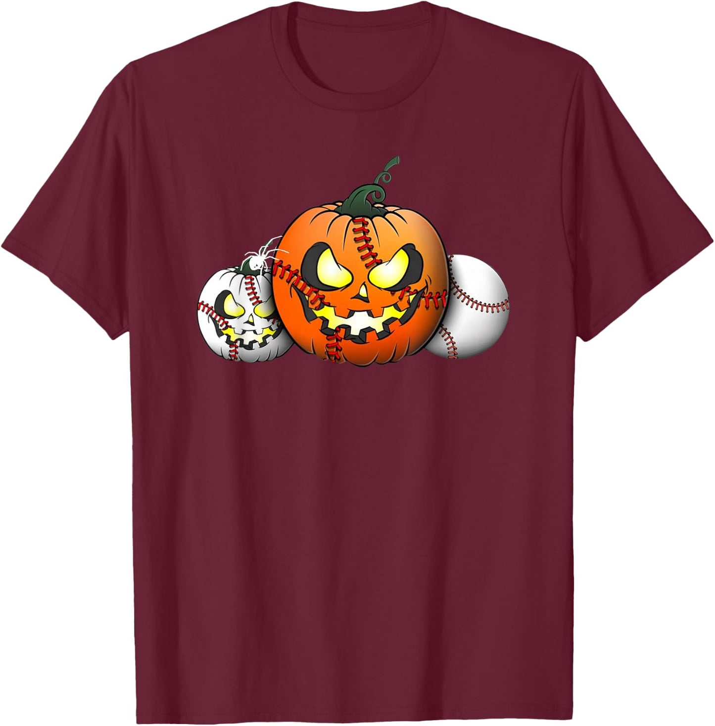 Horror Pumpkin Baseball Halloween Baseball Boys Youth Men T-Shirt - T-Shirt | Maroon