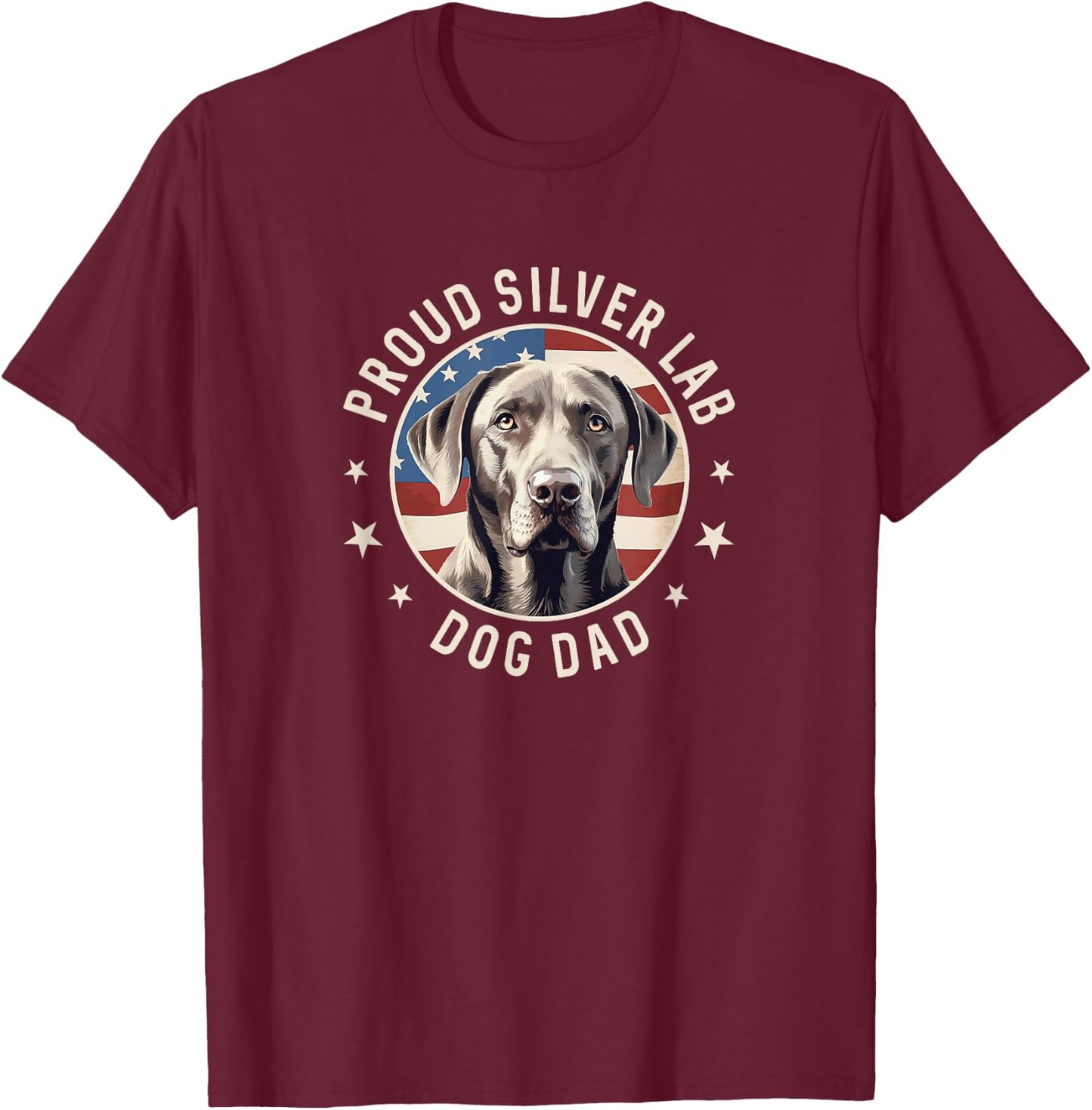 Proud Silver Labrador Retriever Dog Dad T-Shirt - T-Shirt | Maroon