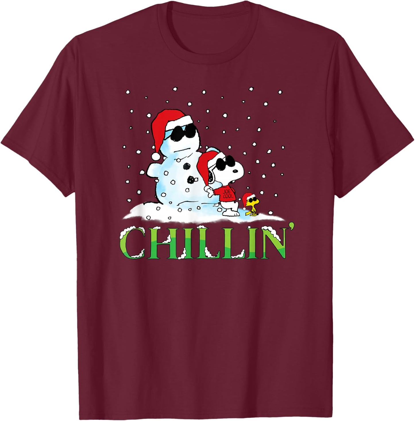 Peanuts Holiday Snoopy Chillin T-Shirt - T-Shirt | Maroon