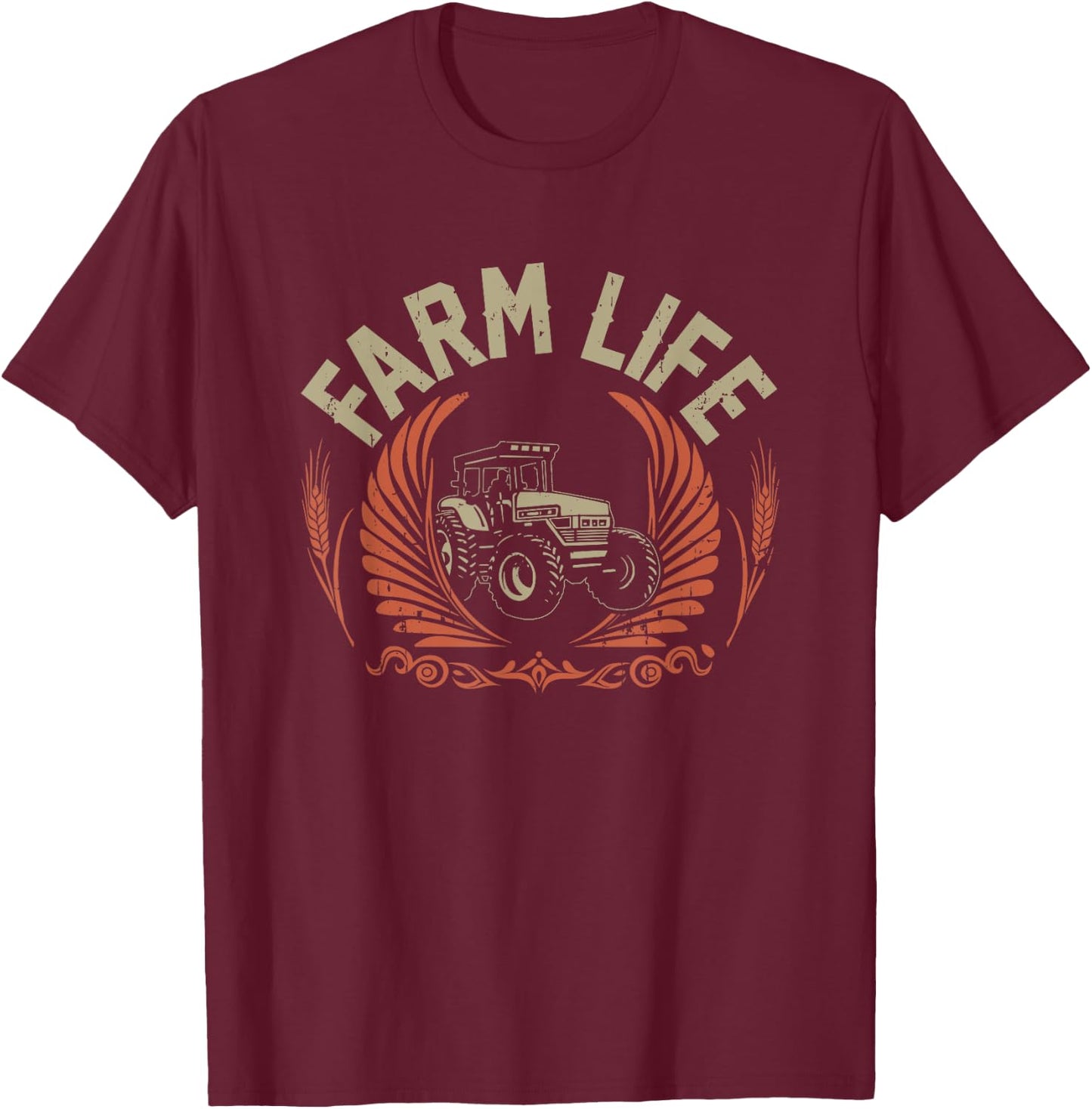 Vintage Farmer Shirt Men Tractor Gift Boys Farm Rancher T-Shirt - T-Shirt | Maroon