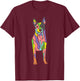 Colorful Heeler Cute Blue Red Australian Cattle Dog Art Gift T-Shirt - T-Shirt | Maroon