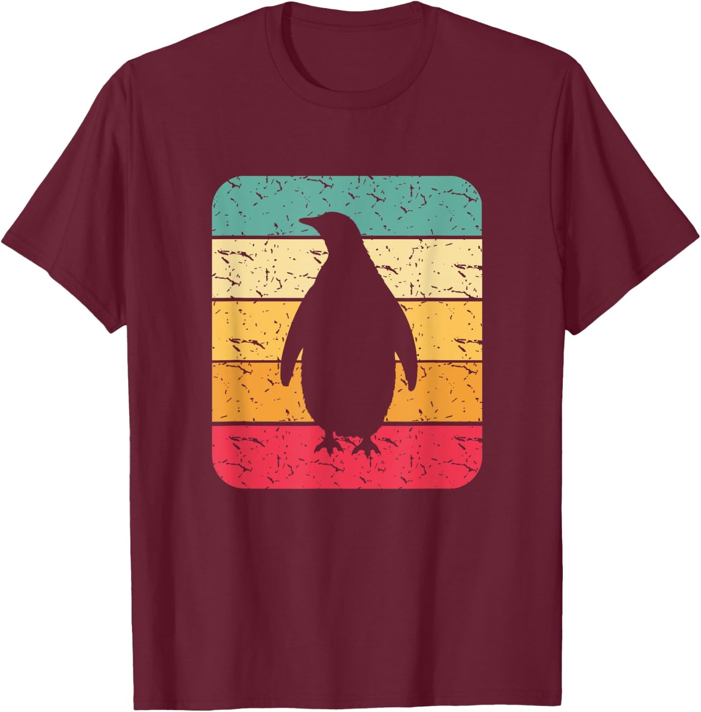 Retro Penguin Lover Gift Penguin Heart Silhouette Gifts T-Shirt - T-Shirt | Maroon