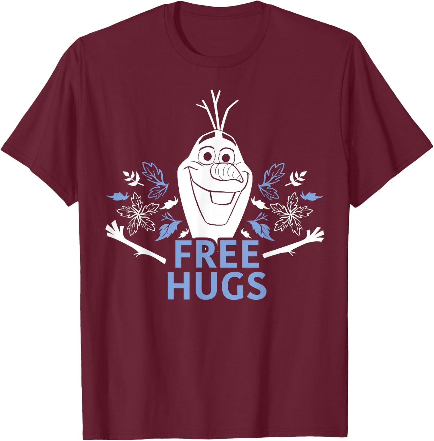 Disney Frozen 2 Olaf Free Hugs Foliage Poster T-Shirt - T-Shirt | Maroon