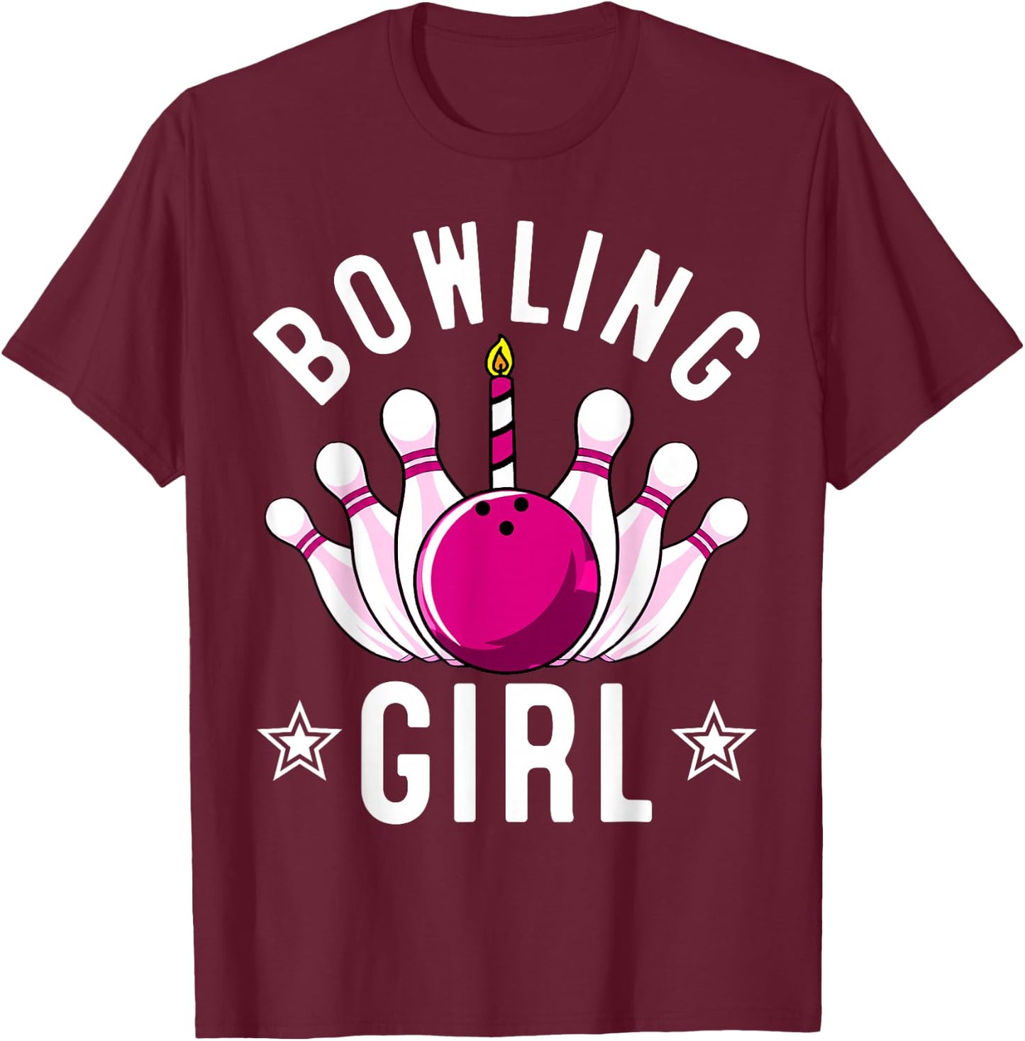 Funny Bowling Gift Kids Cool Bowler Girls Birthday Party T-Shirt - T-Shirt | Maroon