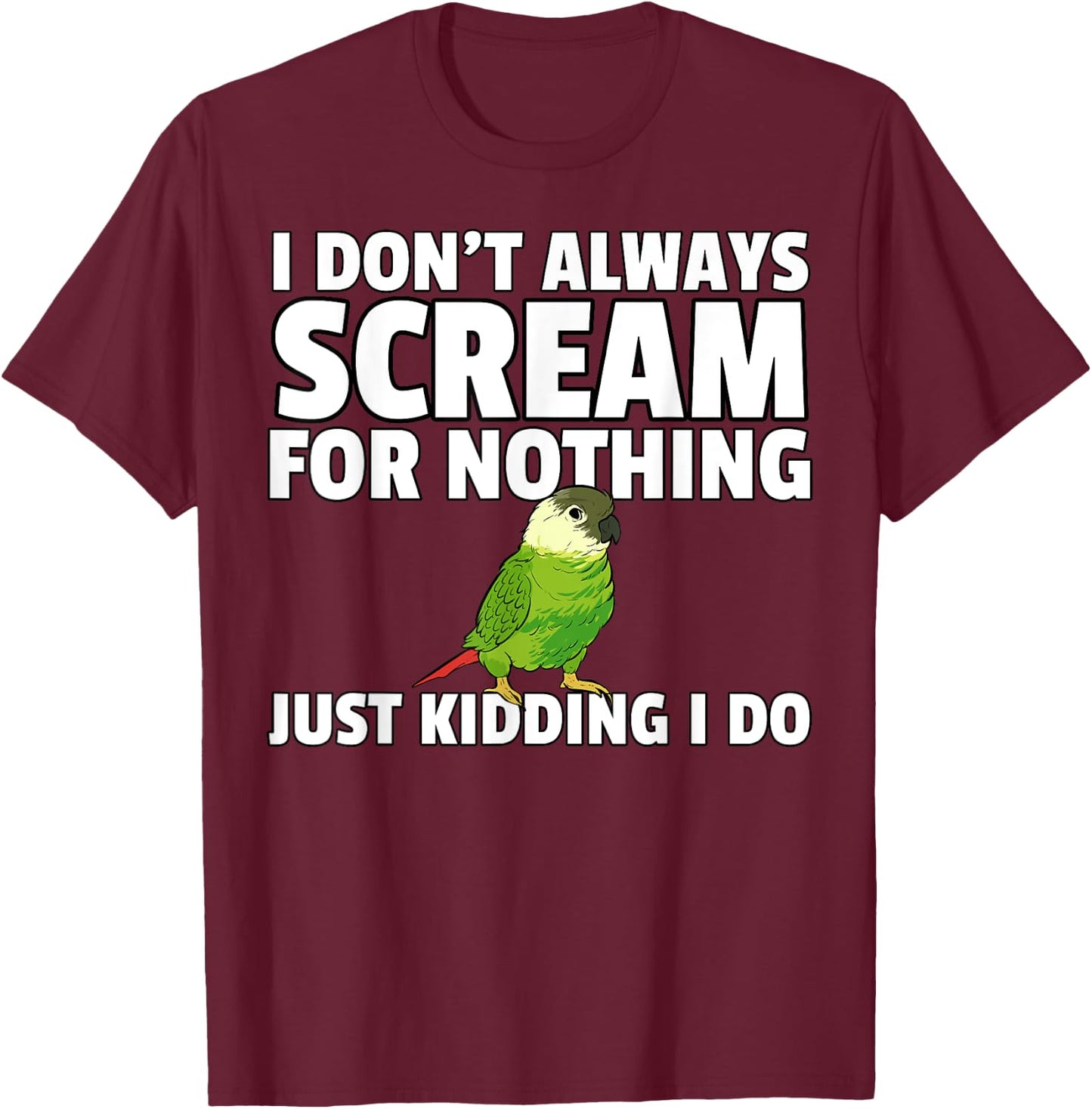 Green Cheek Conure T-Shirt - T-Shirt | Maroon